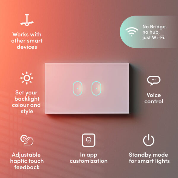 Smart Switch White 2 Button | Black or White - Image 3