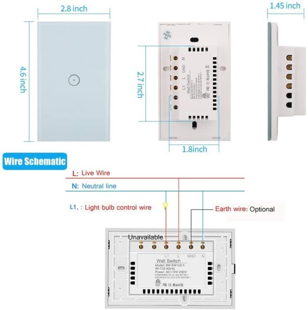Useelink WiFi Smart Wall Touch 1/2/3 Gang - Image 4